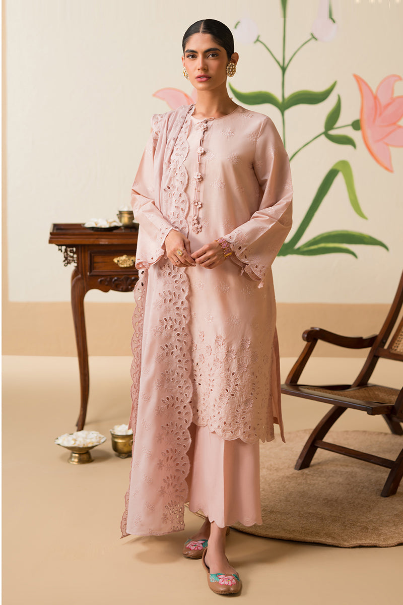Cross Stitch | Chikankari Lawn 25 | PALE MAUVE -  Cross Stitch Ladies Clothes - Original Designer Dress - House of Maryam