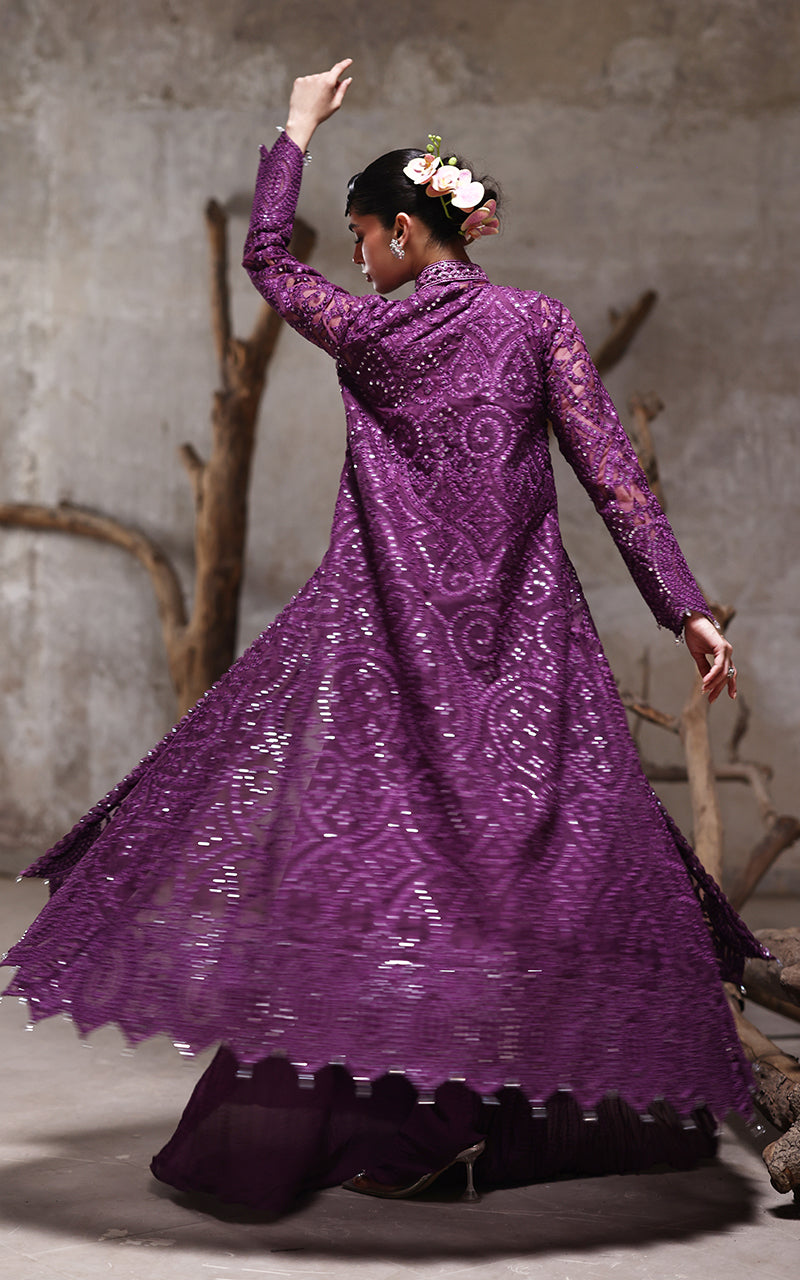 Threads and Motifs | Formal Dresses 25 | Organza Embroidered Jacket With Crushed Trouser -  Threads and Motifs Ladies Clothes - Original Designer Dress - House of Maryam