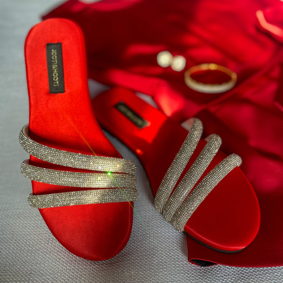 Red Lovestruck Slides by Designer House of Maryam - House of Maryam - Pakistani Designer Ethnic Wear in {{ shop.shopifyCountryName }}