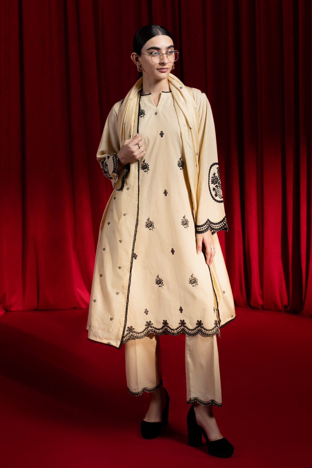 Bonanza Satrangi | Beige Jacquard 3 Piece (6S24C3P293) -  Bonanza Satrangi Ready To Wear - Original Designer Dress - House of Maryam
