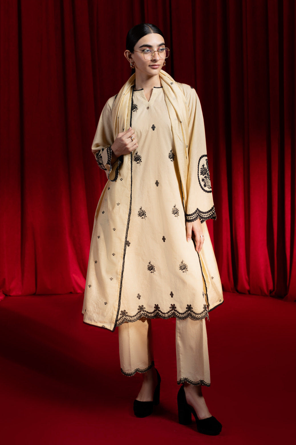 Bonanza Satrangi | Beige Jacquard 3 Piece (6S24C3P293) -  Bonanza Satrangi Ready To Wear - Original Designer Dress - House of Maryam