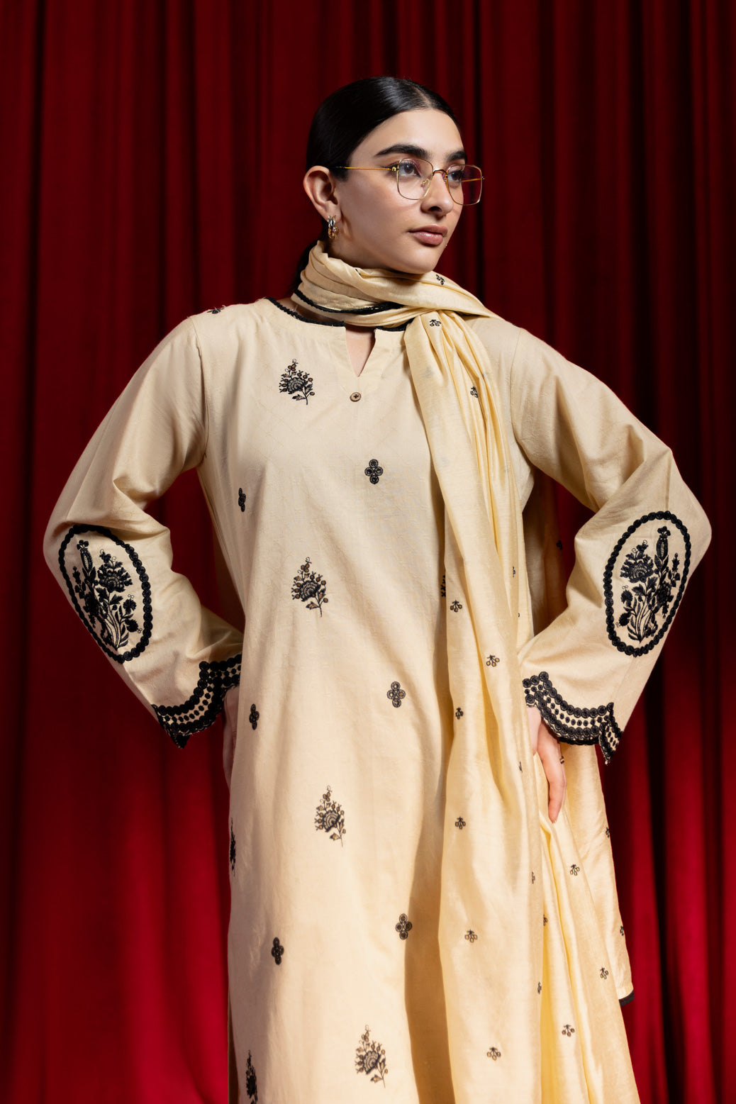 Bonanza Satrangi | Beige Jacquard 3 Piece (6S24C3P293) -  Bonanza Satrangi Ready To Wear - Original Designer Dress - House of Maryam