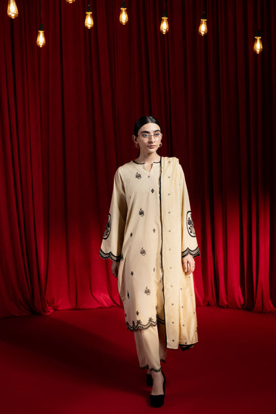 Bonanza Satrangi | Beige Jacquard 3 Piece (6S24C3P293) -  Bonanza Satrangi Ready To Wear - Original Designer Dress - House of Maryam