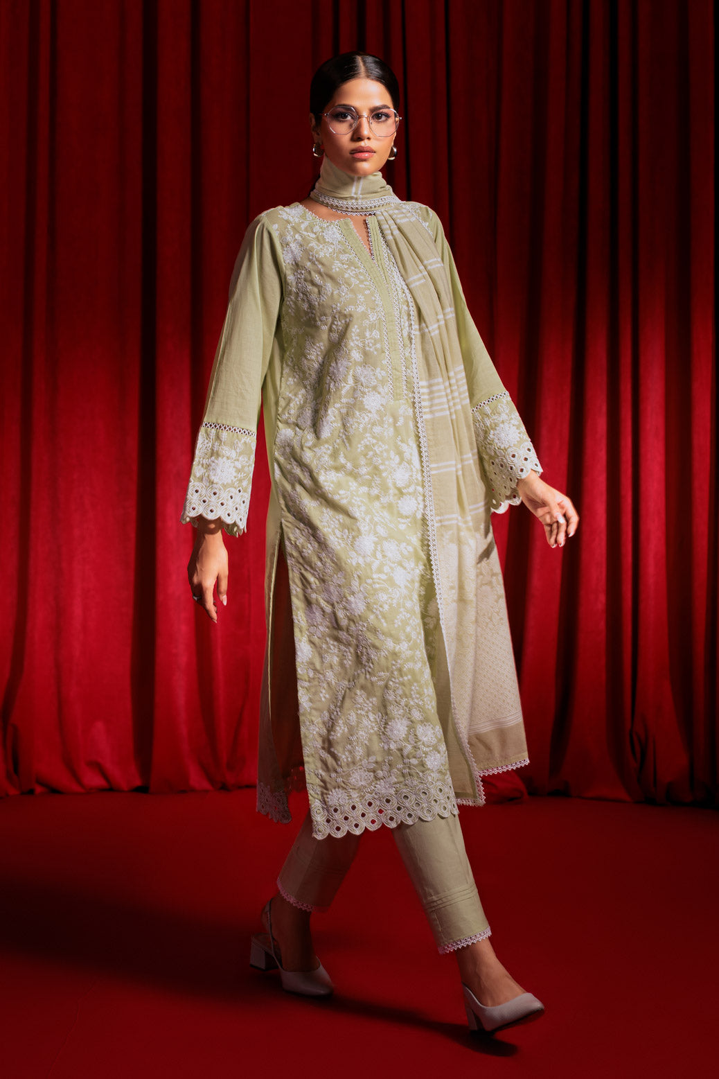 Bonanza Satrangi | White Cambric 3 Piece (6S24K3P044) -  Bonanza Satrangi Ready To Wear - Original Designer Dress - House of Maryam