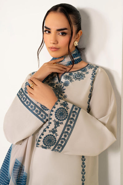 Farasha | Summer Weaves Embroidered Lawn | Dusty Marble