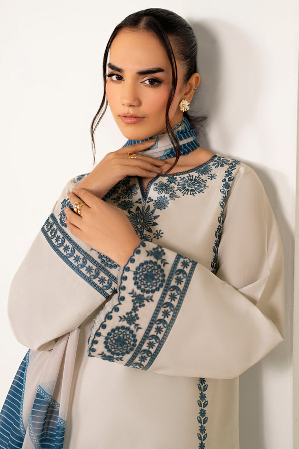 Farasha | Summer Weaves Embroidered Lawn | Dusty Marble-5