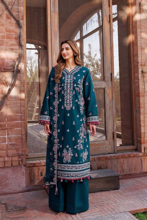 Farasha | Dastoor Embroidered Lawn SS24 | EMERALD CHARM by Designer Farasha - House of Maryam - Pakistani Designer Ethnic Wear in {{ shop.shopifyCountryName }}