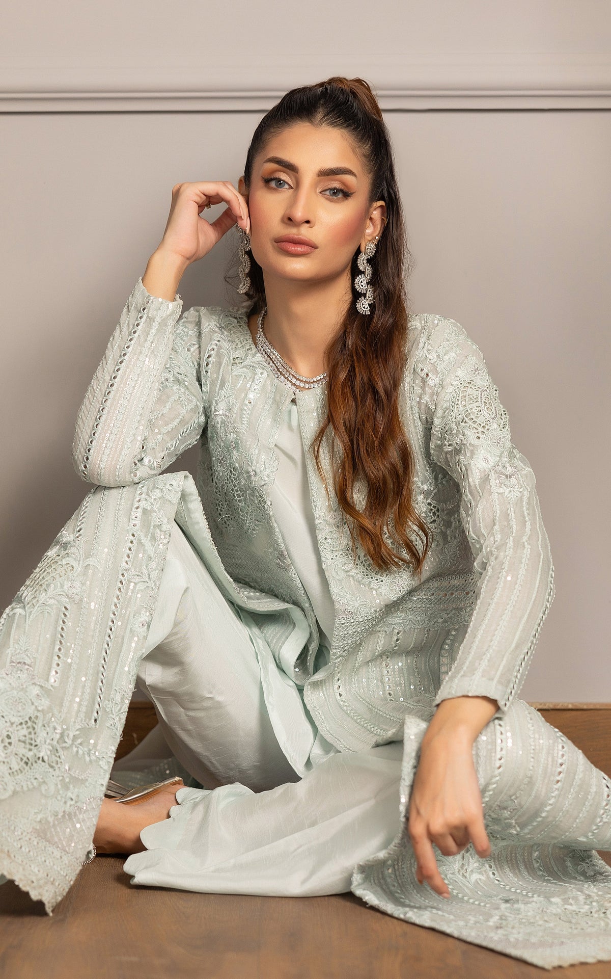 Threads and Motifs | Formal Dresses 25 | Organza Embroidered Jacket With Inner -  Threads and Motifs Ladies Clothes - Original Designer Dress - House of Maryam