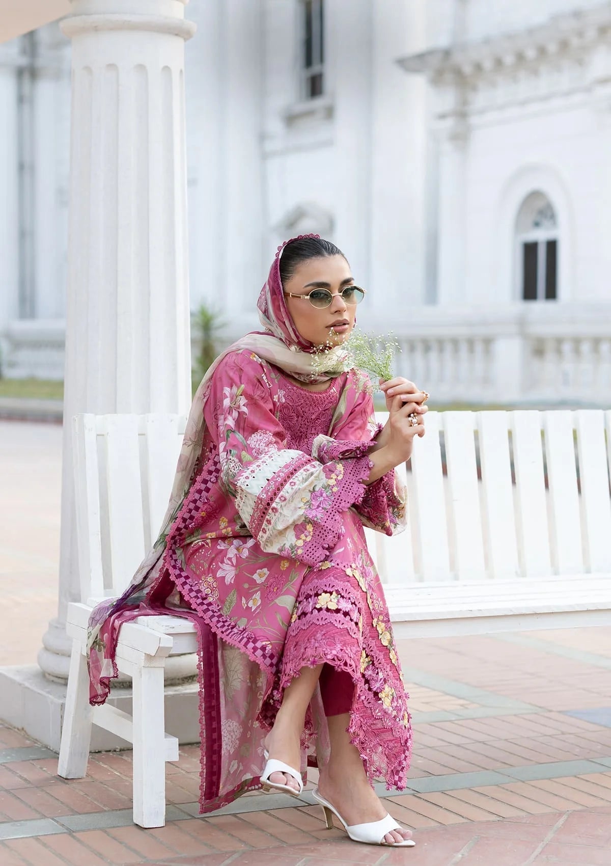 Elaf Premium | Signature Embroidered Lawn with Chiffon Collection 26 | ESG-5B DELILAH, image 4