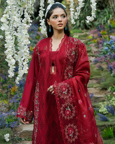Zevk | Flora Festive Lawn | RED ROSE -  Zevk Ladies Clothes - Original Designer Dress - House of Maryam