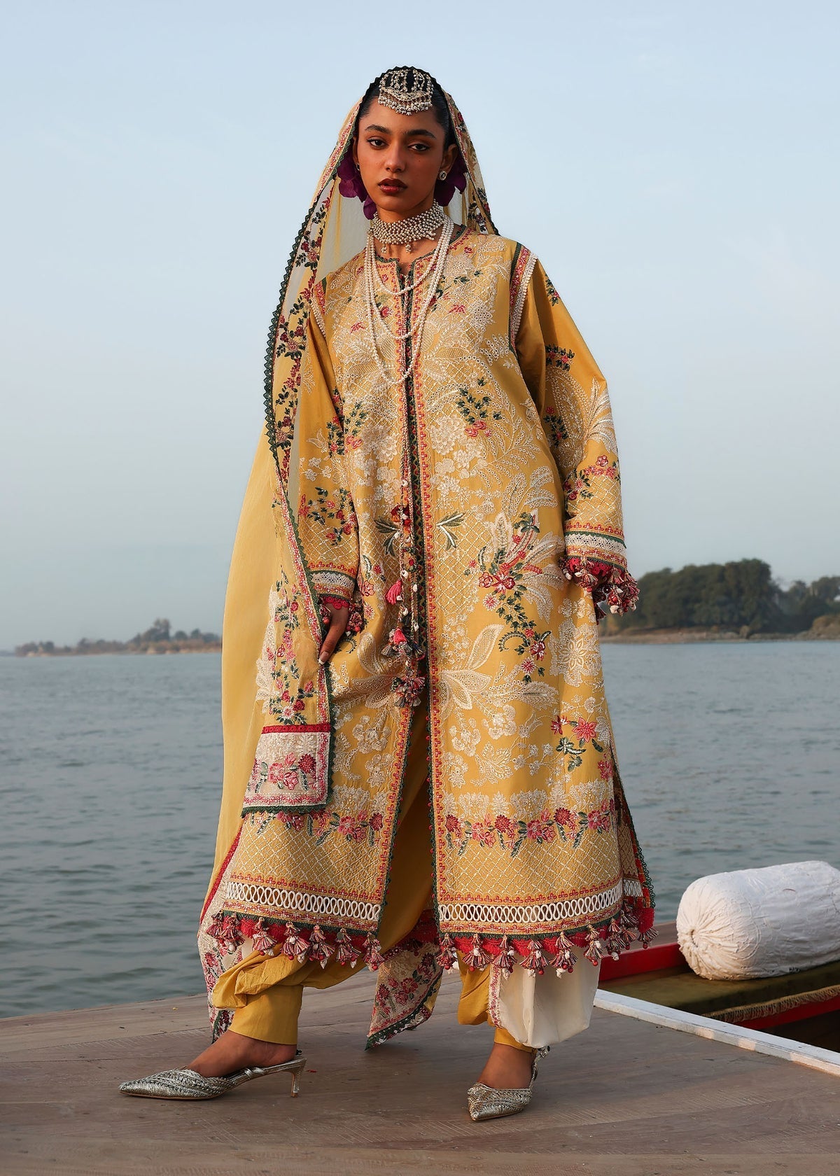 Hussain Rehar | Kalabagh Luxury Lawn 26 | Ochre, image 3