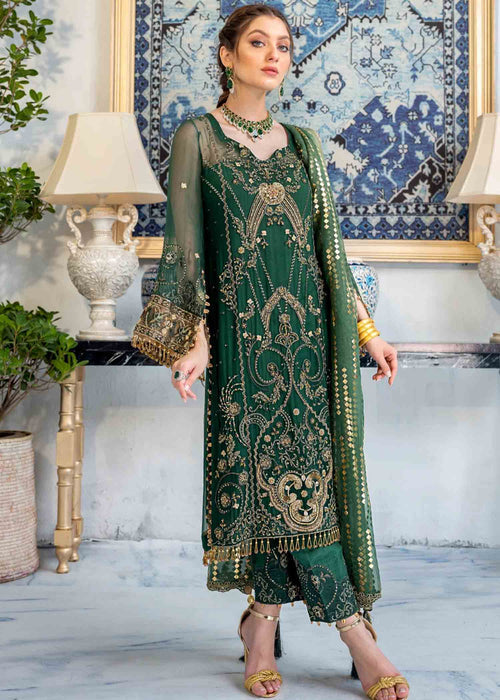 Meeral | Wedding Formals | ML-04-BOTTLE GREEN -  Meeral Ladies Clothes - Original Designer Dress - House of Maryam