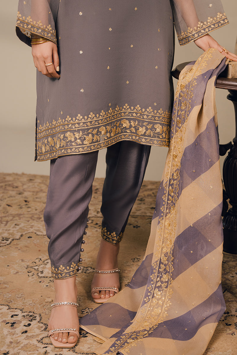 Cross Stitch | Luxury Pret | Gray Beryl-3 Piece (Shirt, Trouser & Dupatta), image 3
