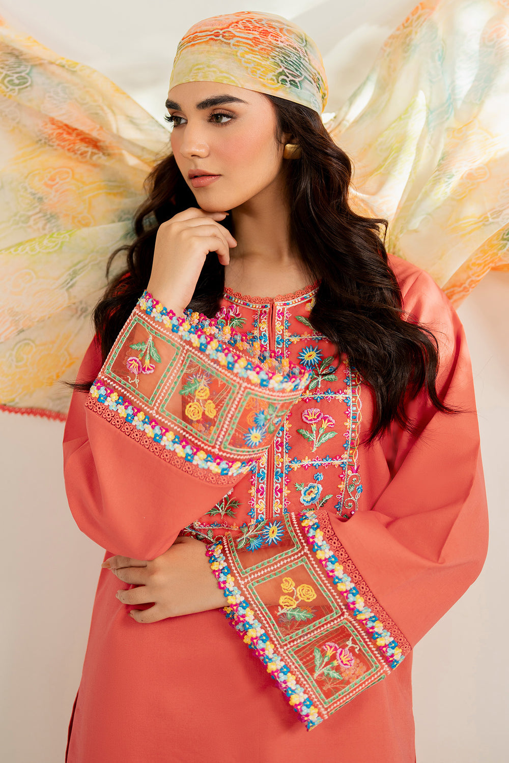 Farasha | Thread Lines Embroidered | Suncharm Glow -  Farasha Ladies Clothes - Original Designer Dress - House of Maryam