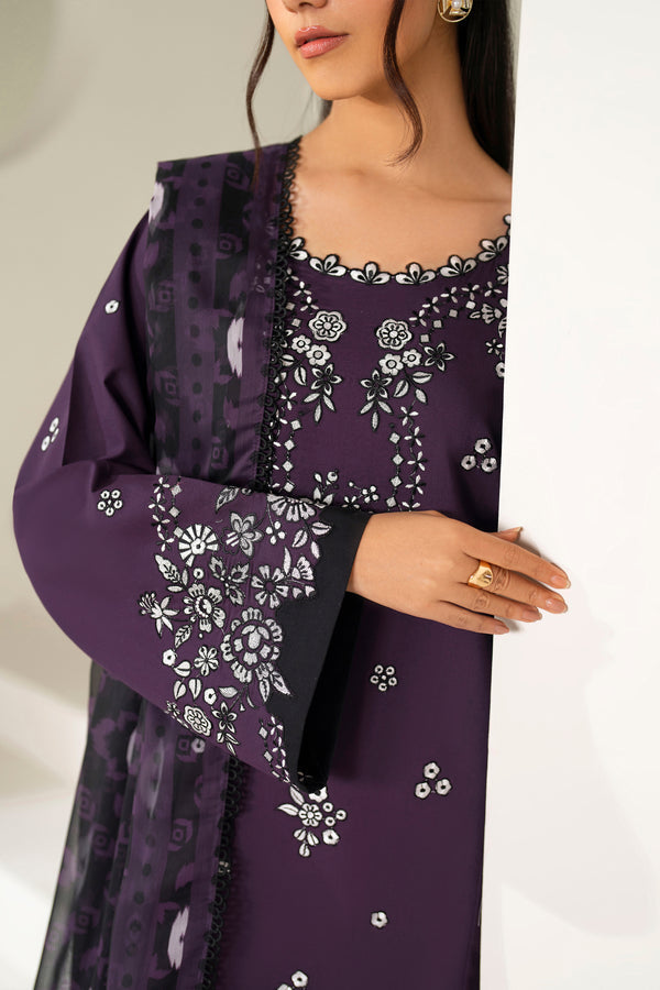 Farasha | Summer Weaves Embroidered Lawn | Twilight Tulip-4