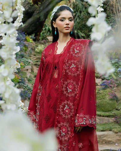Zevk | Flora Festive Lawn | RED ROSE -  Zevk Ladies Clothes - Original Designer Dress - House of Maryam