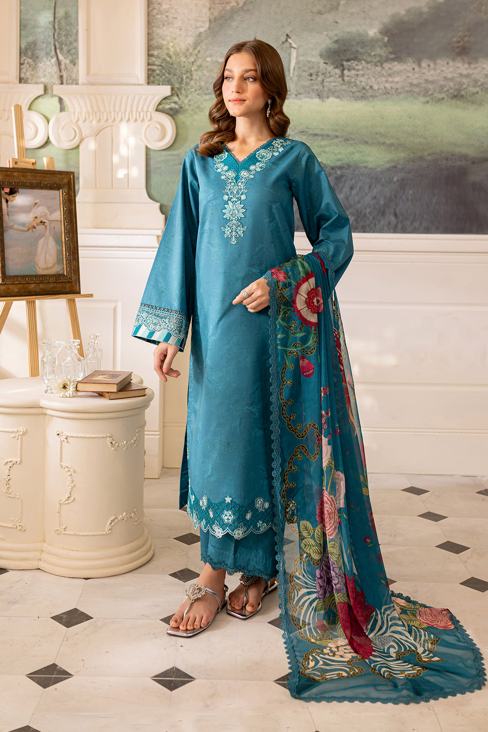 Farasha | Seraya Lawn 24 | PERIWINKLE by Designer Farasha - House of Maryam - Pakistani Designer Ethnic Wear in {{ shop.shopifyCountryName }}