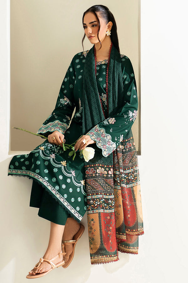 Farasha | Summer Weaves Embroidered Lawn | Willow Green-10