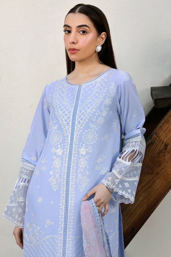 Farasha | Summer Weaves Embroidered Lawn | Serene Blue -  Farasha Ladies Clothes - Original Designer Dress - House of Maryam