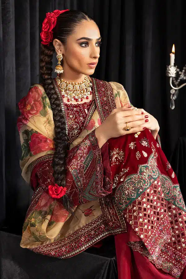 Nureh | Maya Velvet 23 | Elisa by Designer Nureh - House of Maryam - Pakistani Designer Ethnic Wear in {{ shop.shopifyCountryName }}