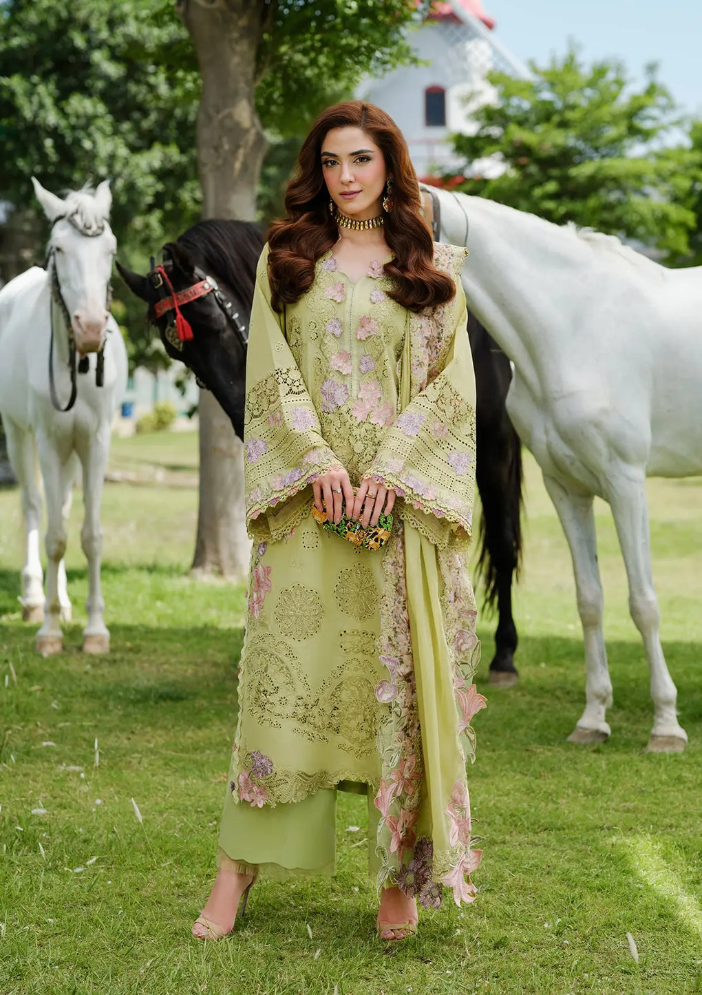 Elaf Premium | Luxury Lawn 25 | ELH-1A PISTACIA -  Elaf Premium Ladies Clothes - Original Designer Dress - House of Maryam