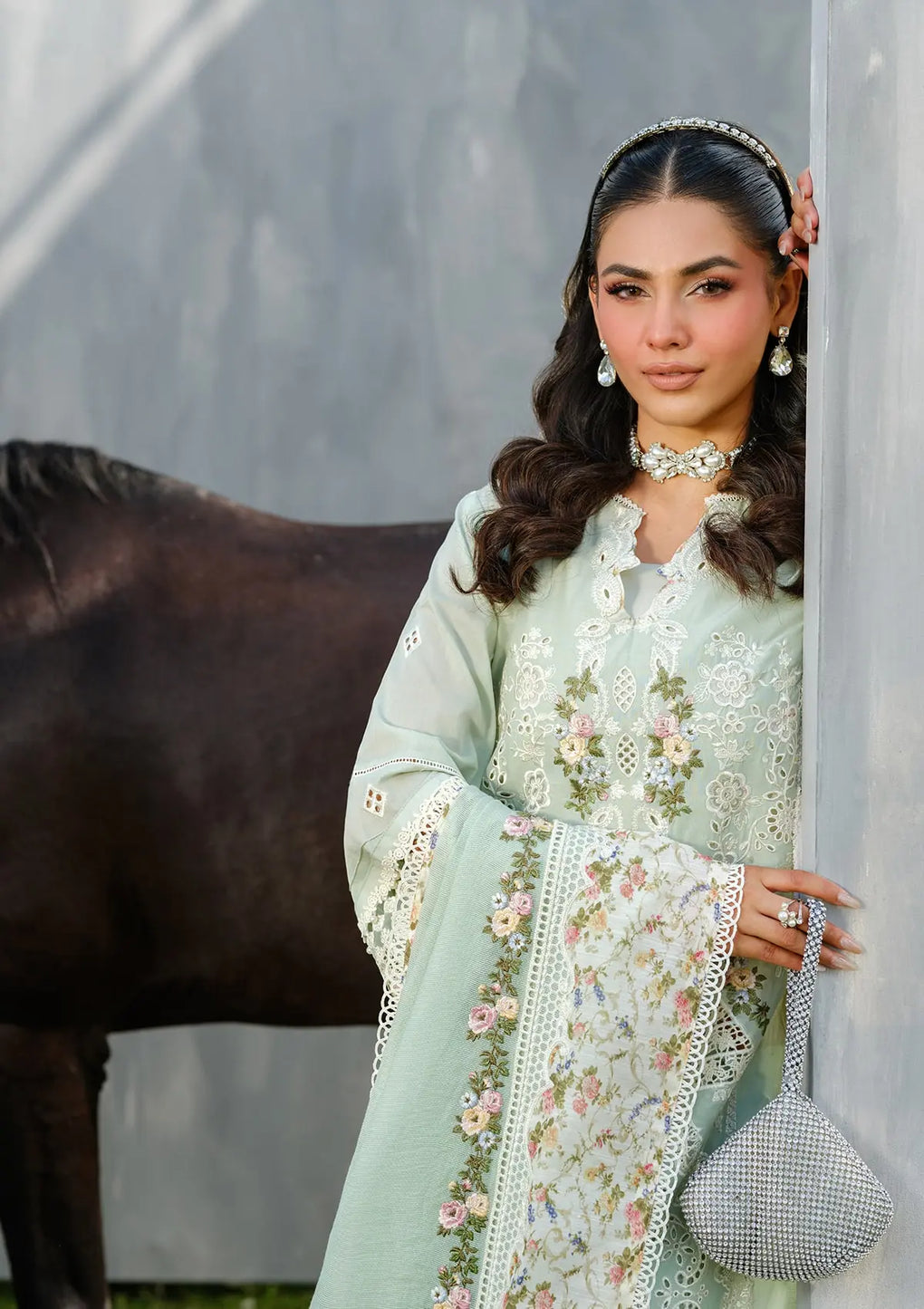 Elaf Premium | Luxury Lawn 25 | ELH-4B FROSTEL -  Elaf Premium Ladies Clothes - Original Designer Dress - House of Maryam