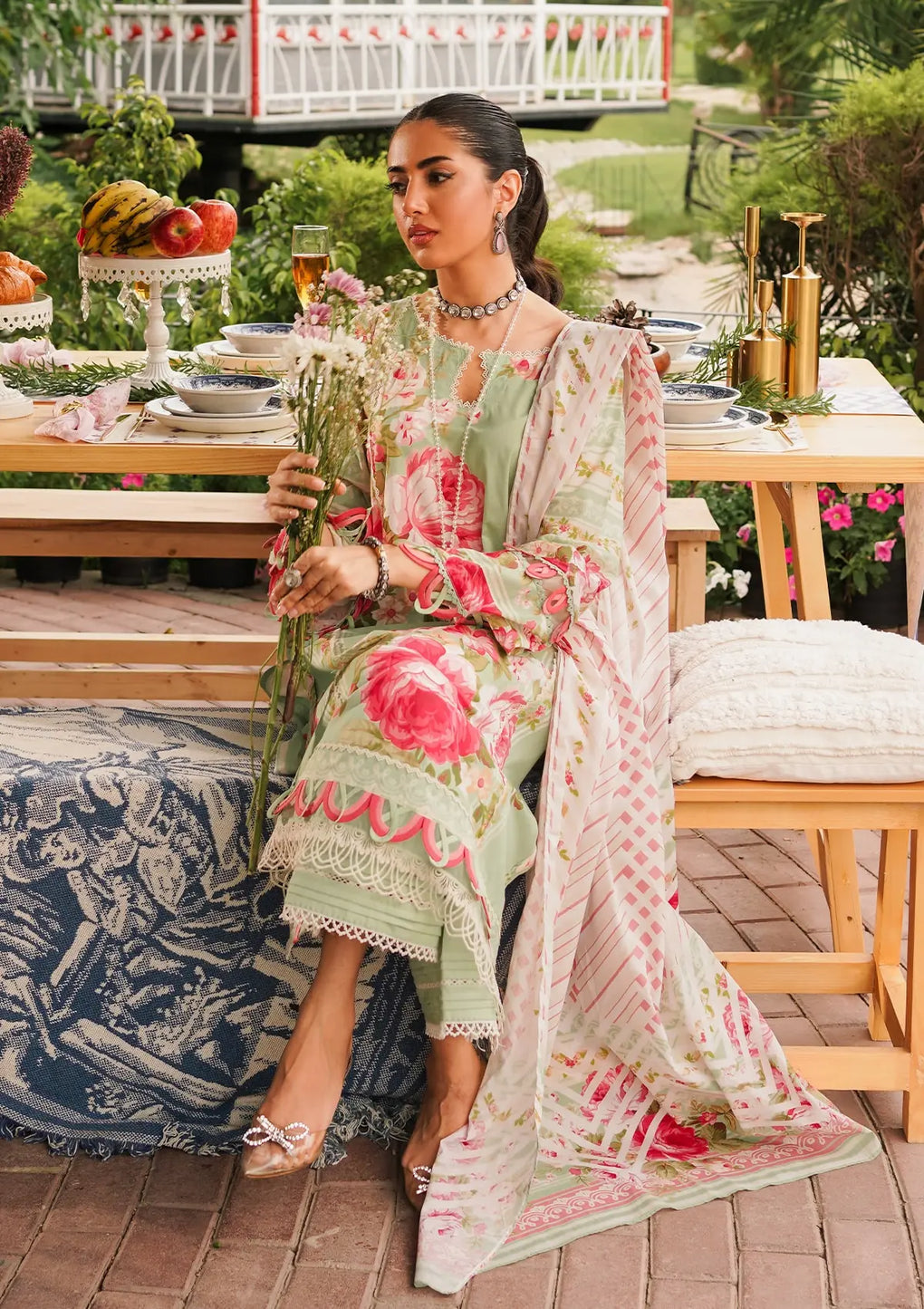 Elaf Premium | Printed Collection 24 | EEP-05A - Mint To Be -  Elaf Premium Casuals - Original Designer Dress - House of Maryam