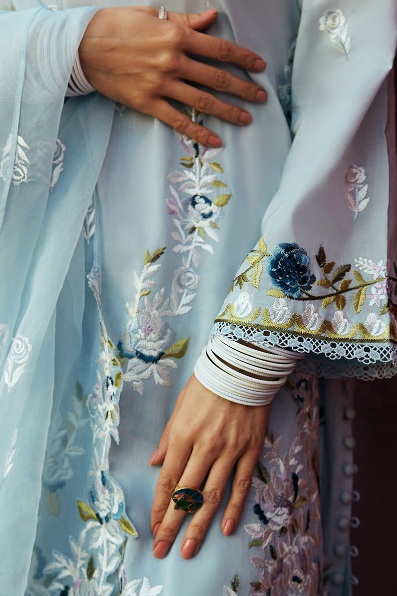 Cross Stitch | Premium Lawn 24 | CERULEAN ORNATE -  Cross Stitch Formal - Original Designer Dress - House of Maryam