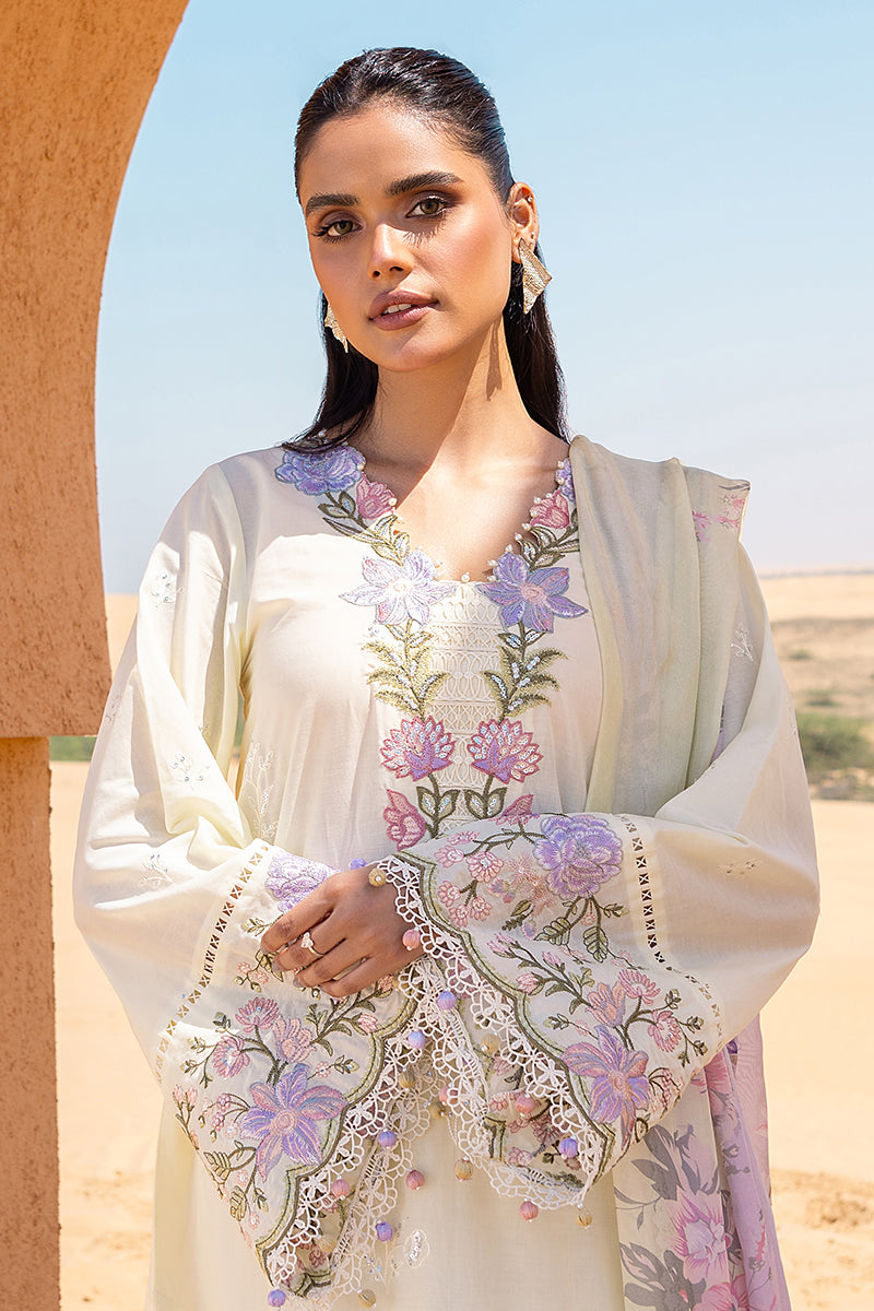 Cross Stitch | Eid Lawn 24 | SUBTLE CANARY -  Cross Stitch Luxury - Original Designer Dress - House of Maryam