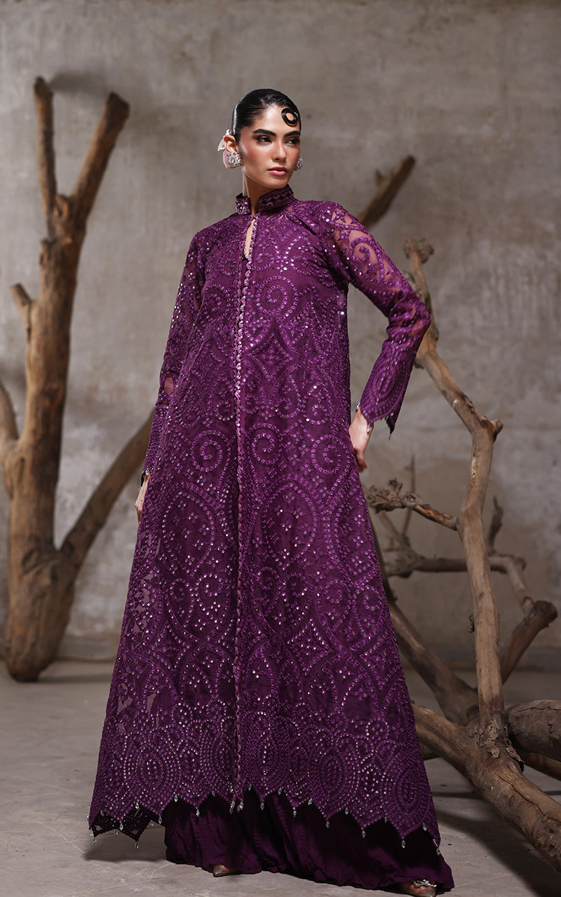 Threads and Motifs | Formal Dresses 25 | Organza Embroidered Jacket With Crushed Trouser -  Threads and Motifs Ladies Clothes - Original Designer Dress - House of Maryam