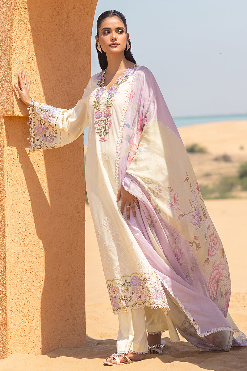 Cross Stitch | Eid Lawn 24 | SUBTLE CANARY -  Cross Stitch Luxury - Original Designer Dress - House of Maryam