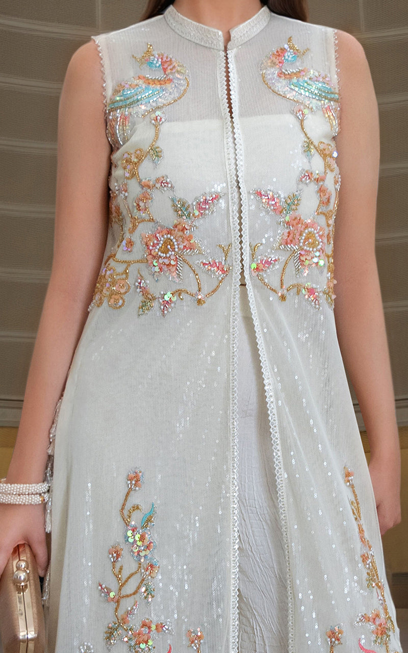 Threads and Motifs | Formal Dresses 25 | NET EMBROIDERD JACKET -  Threads and Motifs Ladies Clothes - Original Designer Dress - House of Maryam