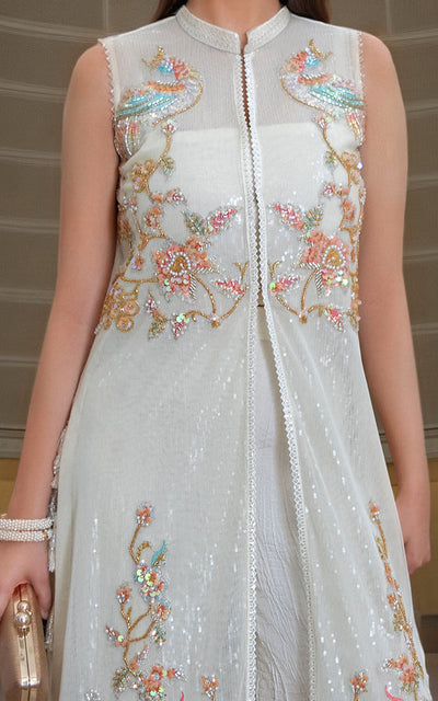 Threads and Motifs | Formal Dresses 25 | NET EMBROIDERD JACKET -  Threads and Motifs Ladies Clothes - Original Designer Dress - House of Maryam