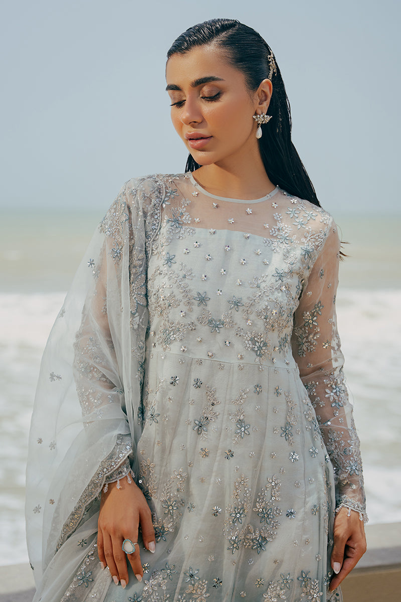 Cross Stitch | Wedding Pret | Saffron Charm-2PC Organza Embroidered Pret