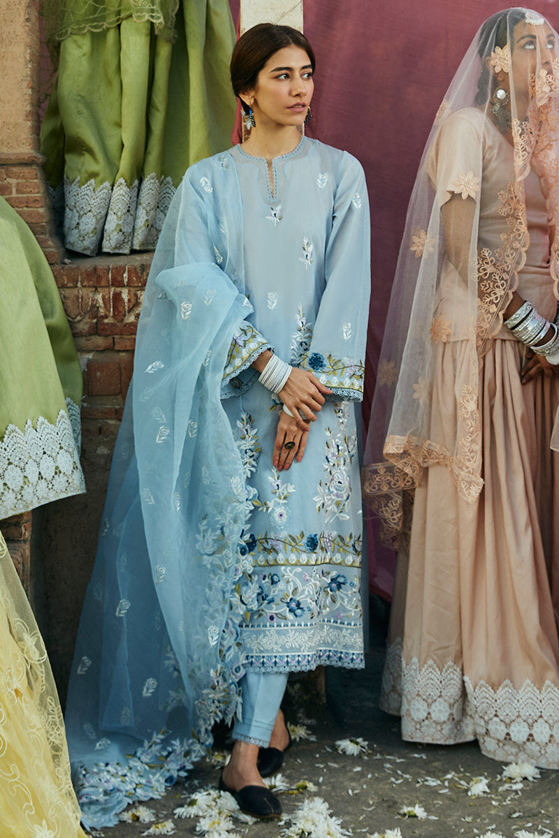 Cross Stitch | Premium Lawn 24 | CERULEAN ORNATE -  Cross Stitch Formal - Original Designer Dress - House of Maryam