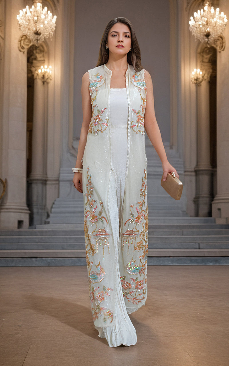 Threads and Motifs | Formal Dresses 25 | NET EMBROIDERD JACKET -  Threads and Motifs Ladies Clothes - Original Designer Dress - House of Maryam