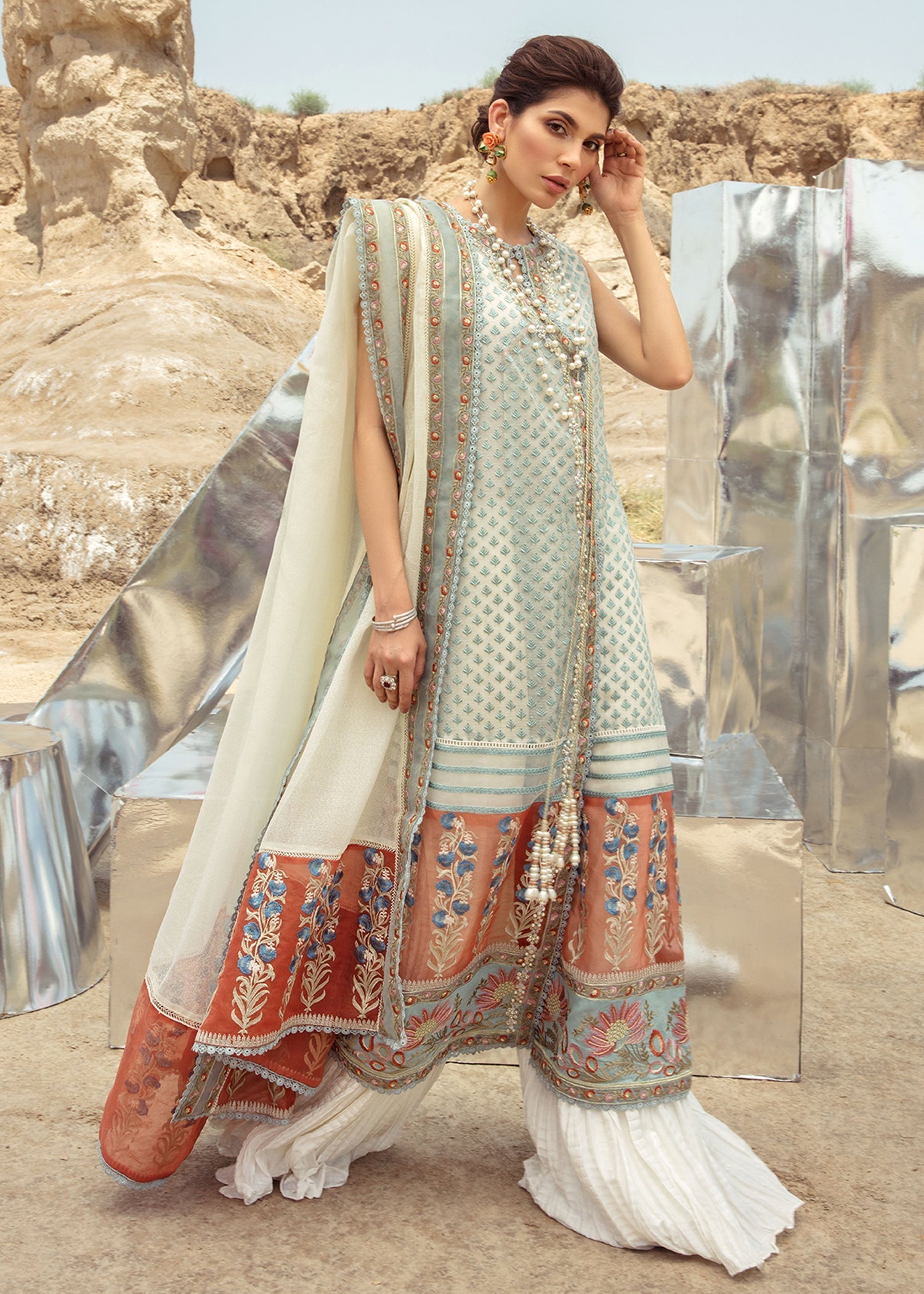 Saira Shakira | Luxury Pret | Rust Angrakha -  Saira Shakira Ladies Clothes - Original Designer Dress - House of Maryam