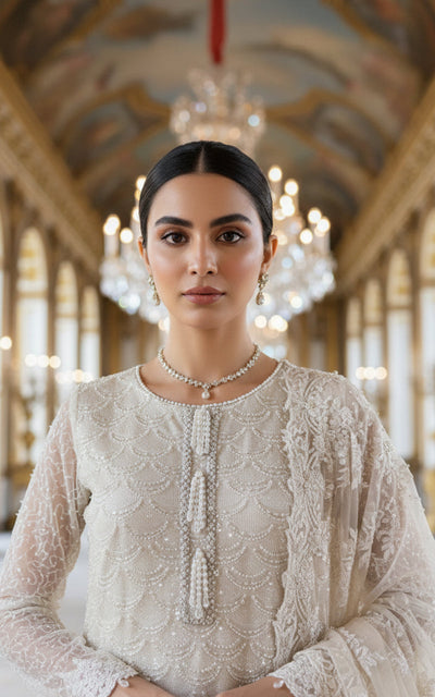 Threads and Motifs | Formal Dresses 25 | Net Embroidered Shirt With Gharara And Dupatta