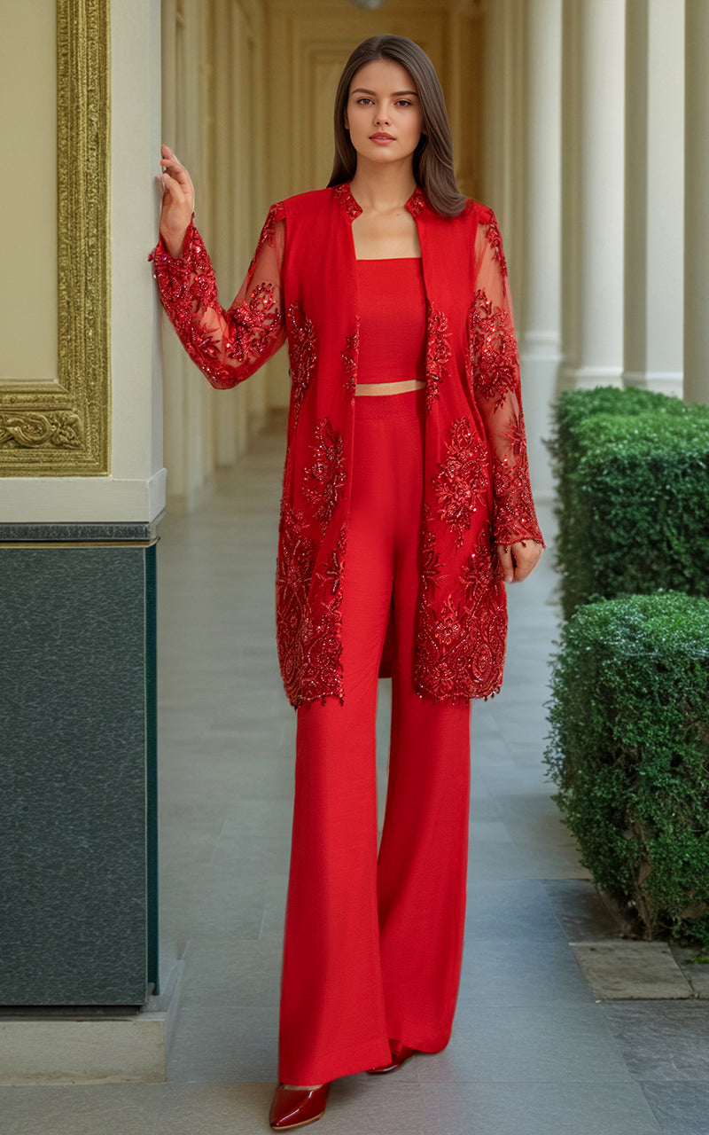 Threads and Motifs | Formal Dresses 25 | NET EMBROIDERED JACKET -  Threads and Motifs Ladies Clothes - Original Designer Dress - House of Maryam