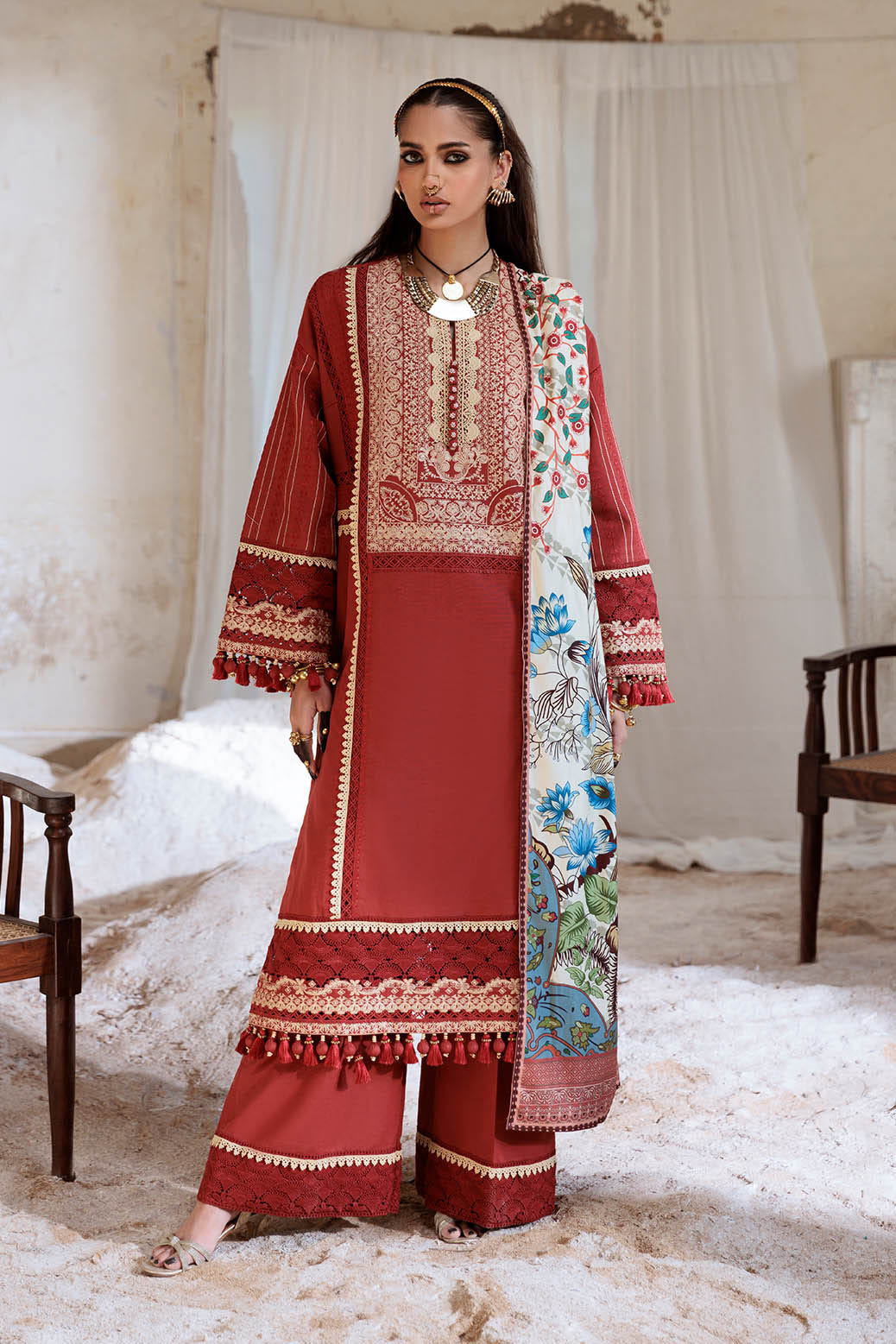 Bonanza Satrangi | Cantaloupe 3 Pc (7W24E3P019) -  Bonanza Satrangi Unstitched - Original Designer Dress - House of Maryam