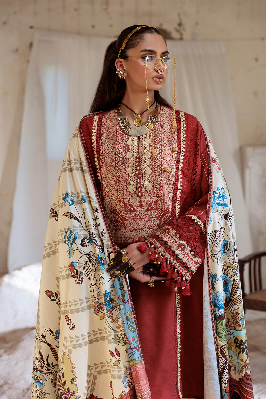Bonanza Satrangi | Cantaloupe 3 Pc (7W24E3P019) -  Bonanza Satrangi Unstitched - Original Designer Dress - House of Maryam