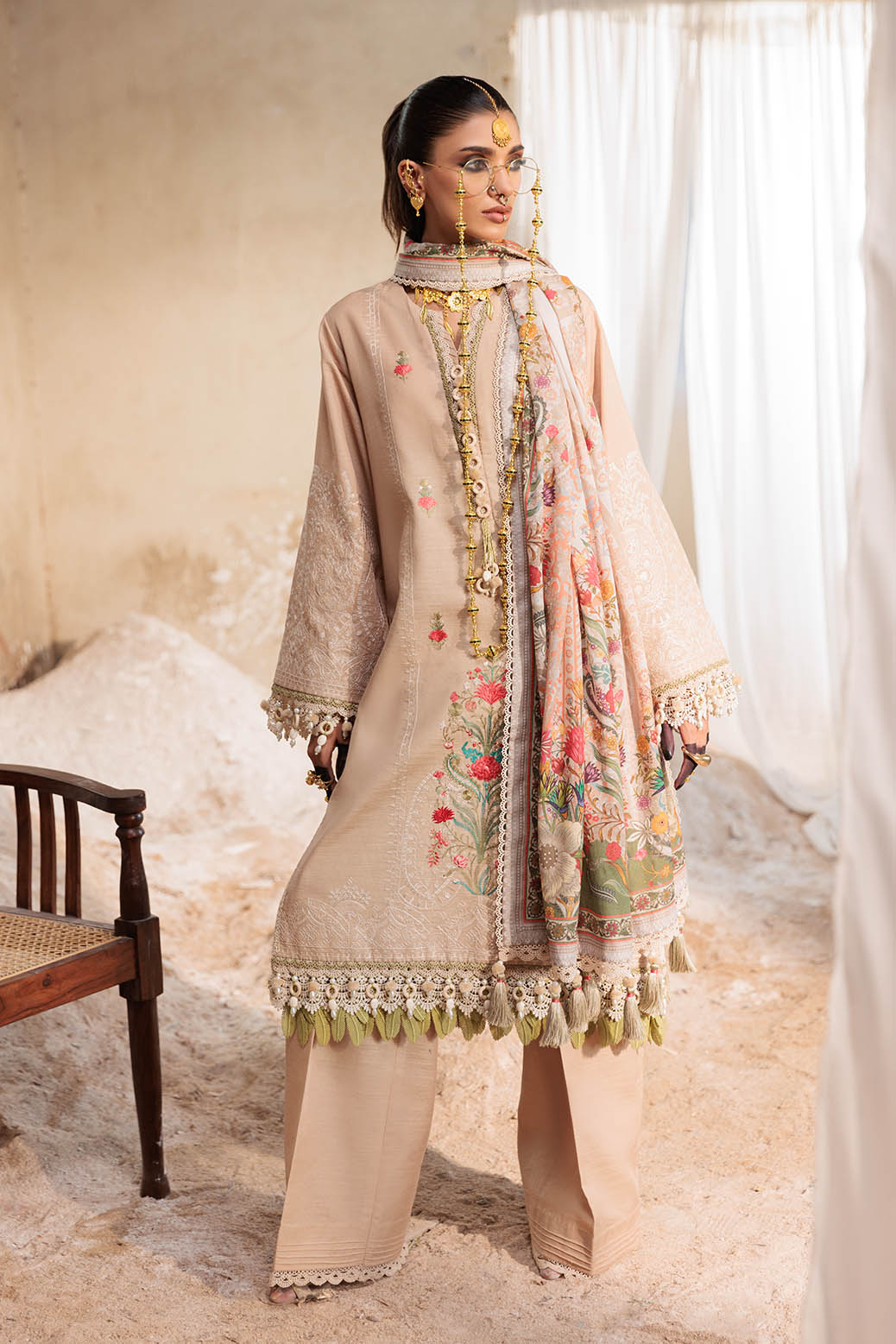 Bonanza Satrangi | Satan 3 Pc (7W24E3P031) -  Bonanza Satrangi Unstitched - Original Designer Dress - House of Maryam