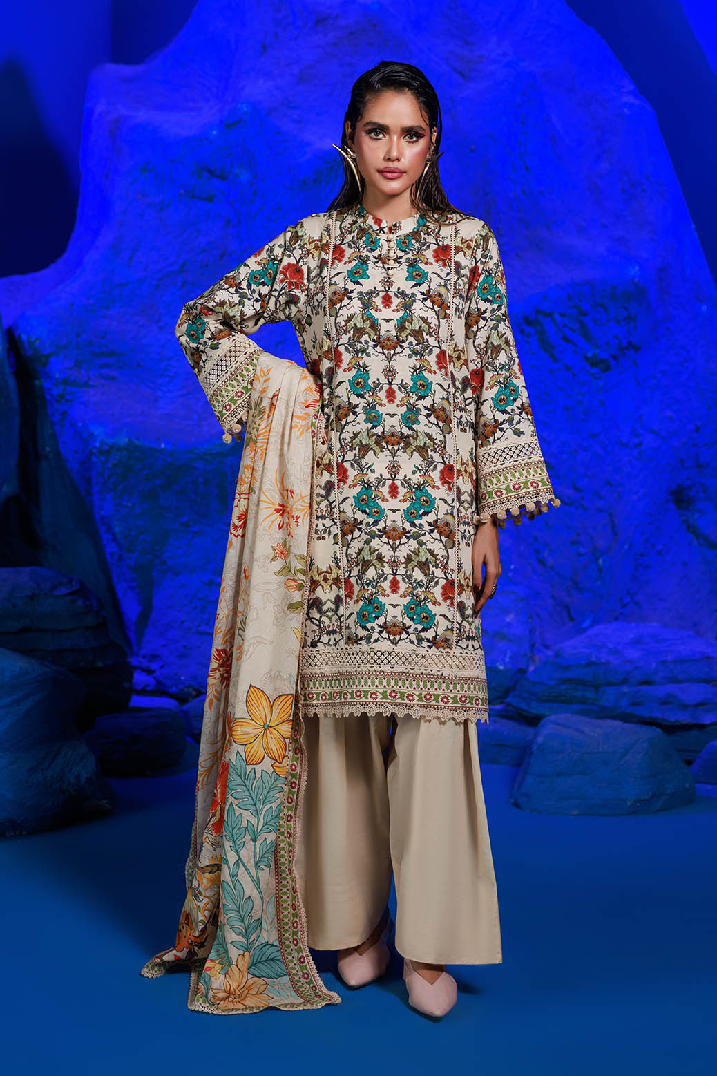 Bonanza Satrangi | Mother Of Pearl 3 Pc (7W24P3P169) -  Bonanza Satrangi Unstitched - Original Designer Dress - House of Maryam