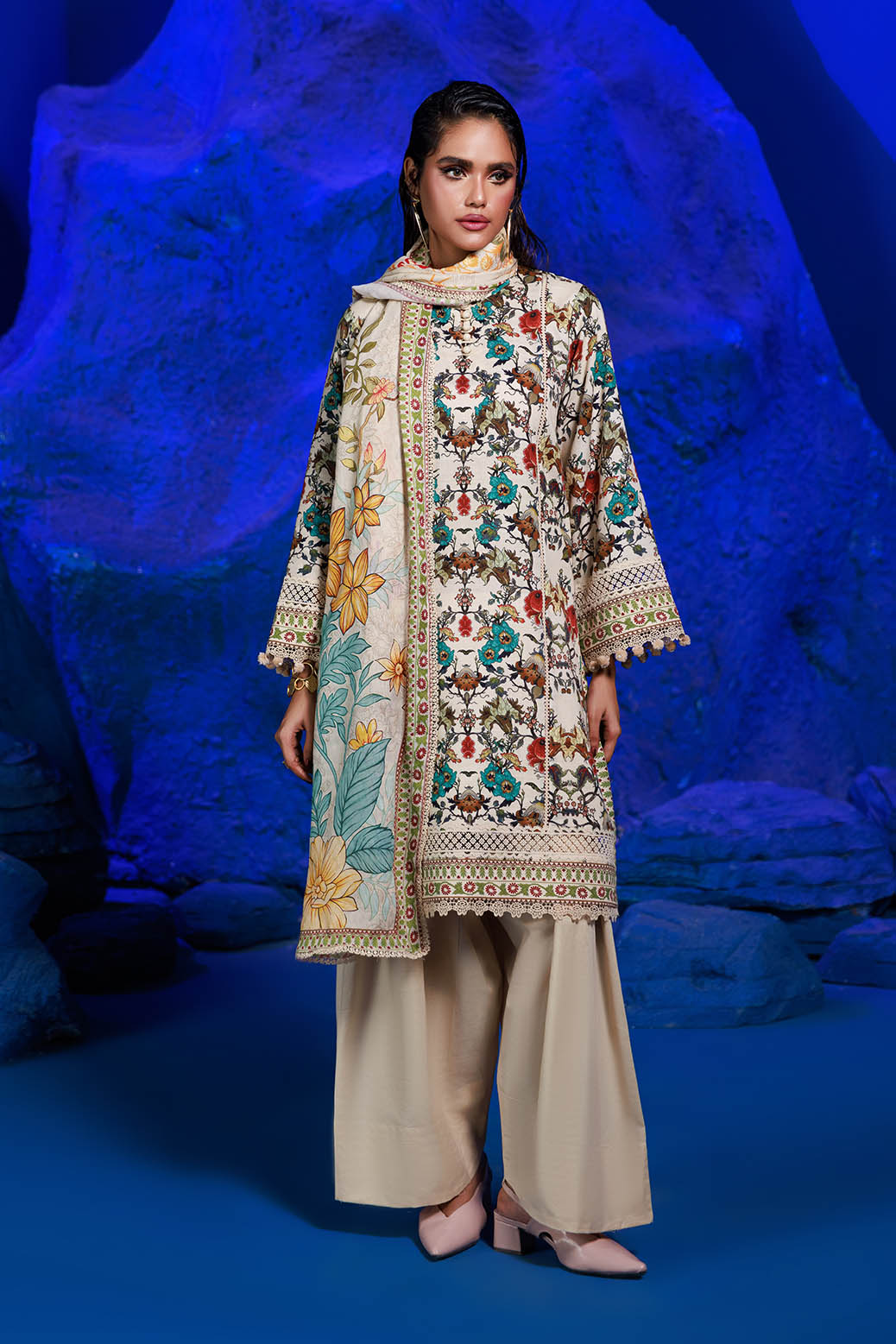 Bonanza Satrangi | Mother Of Pearl 3 Pc (7W24P3P169) -  Bonanza Satrangi Unstitched - Original Designer Dress - House of Maryam