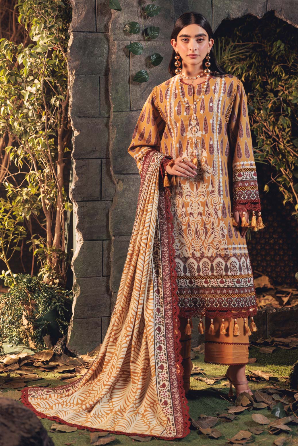 Bonanza Satrangi | Antique Luxe 3 Pc (7W24P3P205) -  Bonanza Satrangi Unstitched - Original Designer Dress - House of Maryam