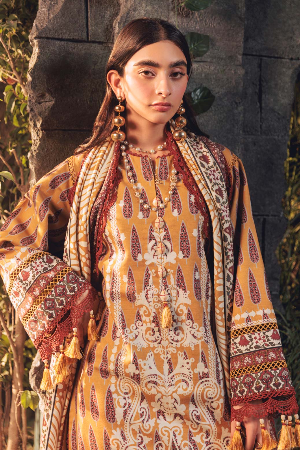 Bonanza Satrangi | Antique Luxe 3 Pc (7W24P3P205) -  Bonanza Satrangi Unstitched - Original Designer Dress - House of Maryam