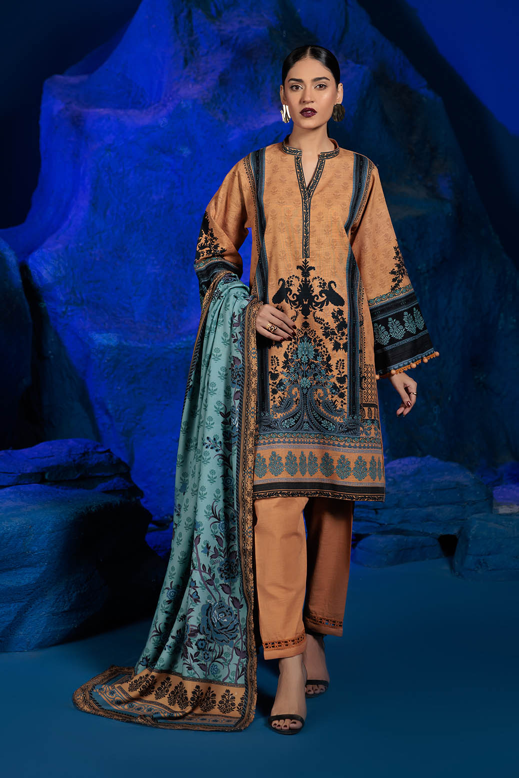 Bonanza Satrangi | Midnight 3 Pc (7W24P3P206) -  Bonanza Satrangi Unstitched - Original Designer Dress - House of Maryam