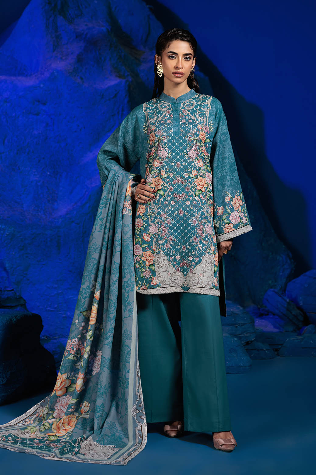 Bonanza Satrangi | Brilliant Blue 3 Pc (7W24P3P286) -  Bonanza Satrangi Unstitched - Original Designer Dress - House of Maryam