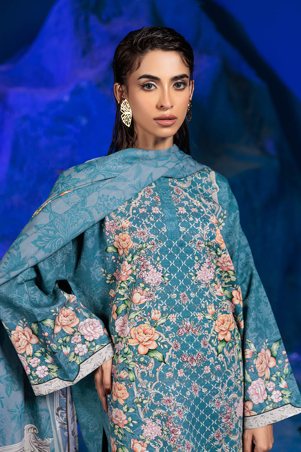 Bonanza Satrangi | Brilliant Blue 3 Pc (7W24P3P286) -  Bonanza Satrangi Unstitched - Original Designer Dress - House of Maryam