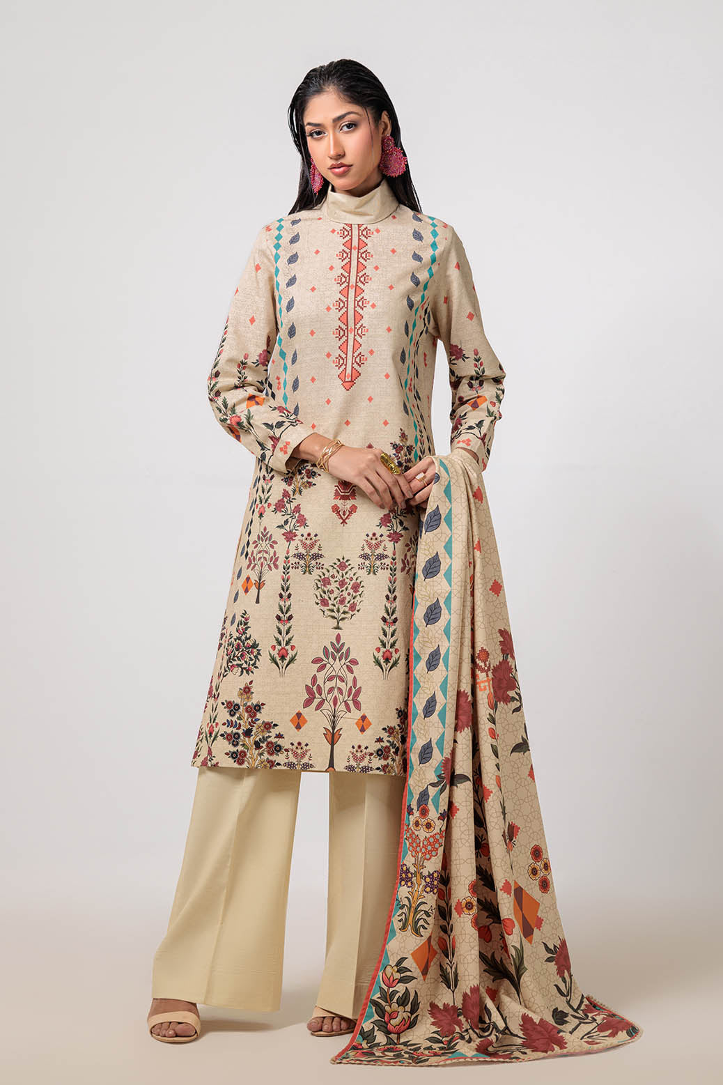Bonanza Satrangi | Sand Castle 3 Pc (7W24P3P352) -  Bonanza Satrangi Unstitched - Original Designer Dress - House of Maryam